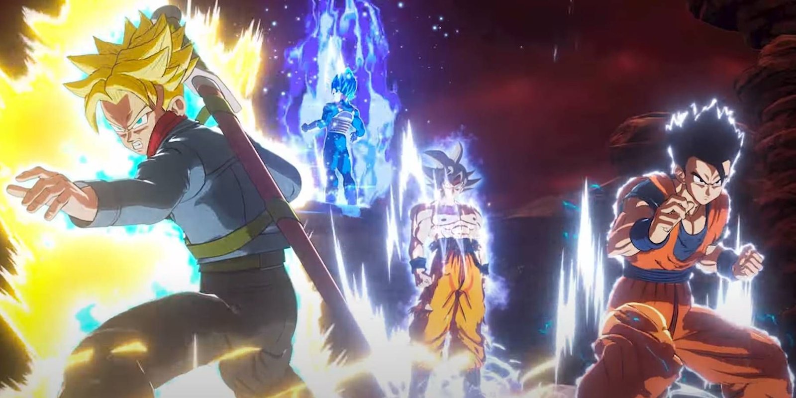 Sparking Zero! Mechanic Praised By Fans For Anime Realism 3 Dragon Ball Sparking Zero Goku, Vegeta, Gohan, and Trunks from opening cinematic
