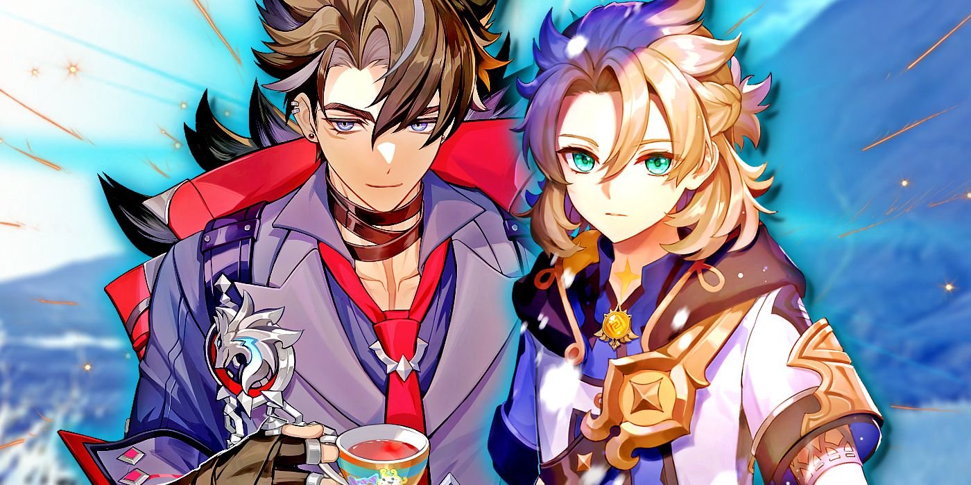 All New Natlan Areas In Genshin Impact 5.2 Leaks (So Far) 3 Wriothesley and Albedo from Genshin Impact stand next to each other with Dragonspine in the background.
