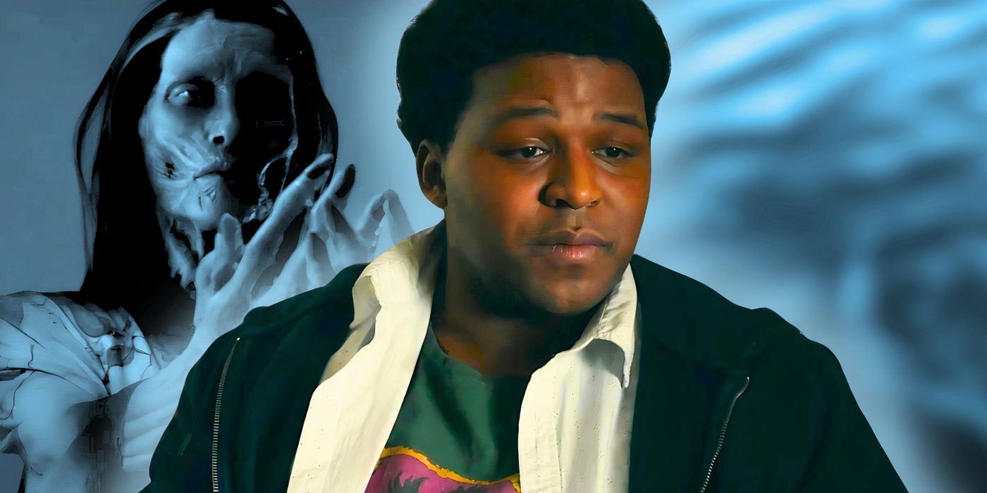 Dale's Fate & 7 Other Story Reveals 3 Nathan D. Simmons as Elgin Williams slips into a prophetic trance with imagery of the dead woman behind him in From season 3
