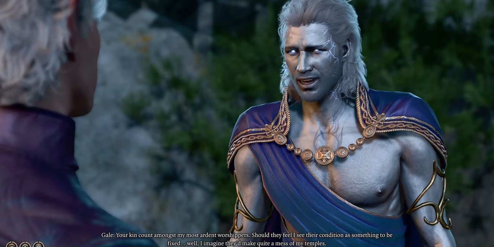 God Gale explaining to Astarion that he has many vampire worshipers in Baldur's Gate 3