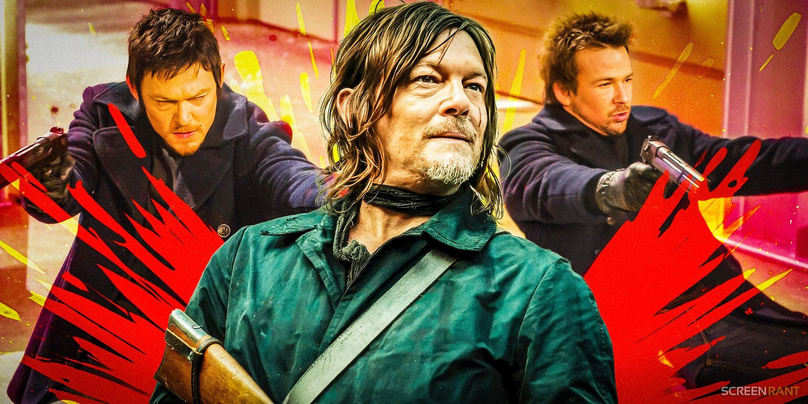 Boondock Saints Director Reveals Novel Set In The Modern Day That Will Answer Fan Questions, Reveals Title 2 Norman Reedus from Walking Dead: Daryl Dixon holding a rifle with Reedus and Sean Patrick Flanery from 2009's Boondock Saints 2 firing large pistols