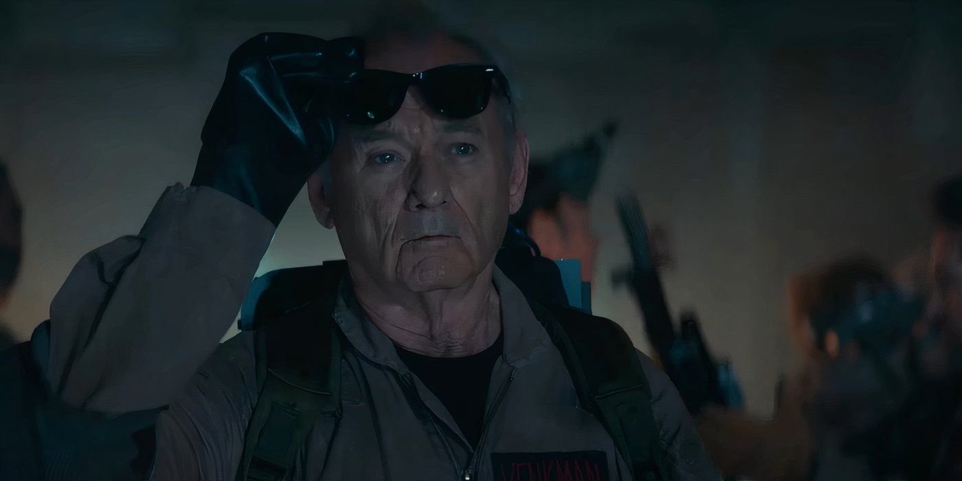 Bill Murray lifts up his glasses as Peter Venkman in Ghostbusters Frozen Empire