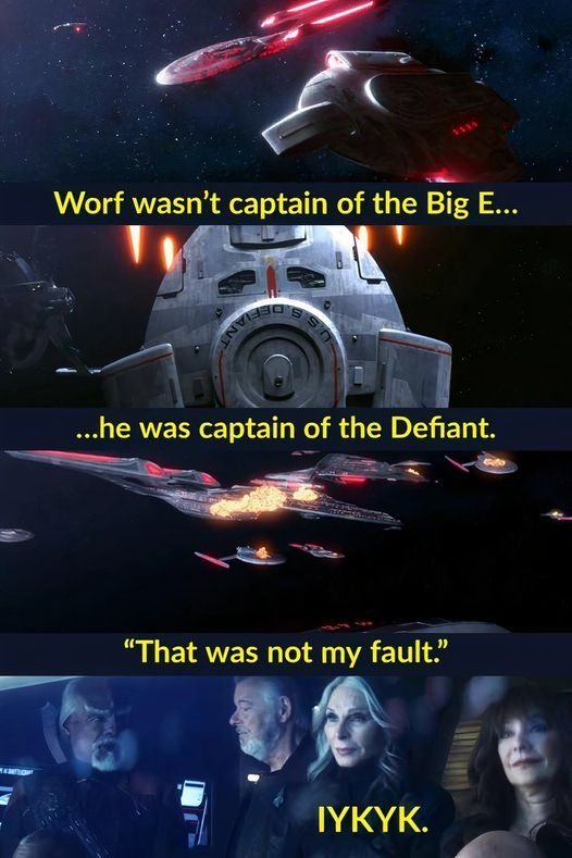 Fan meme Star Trek Worf Enterprise and Defiant
