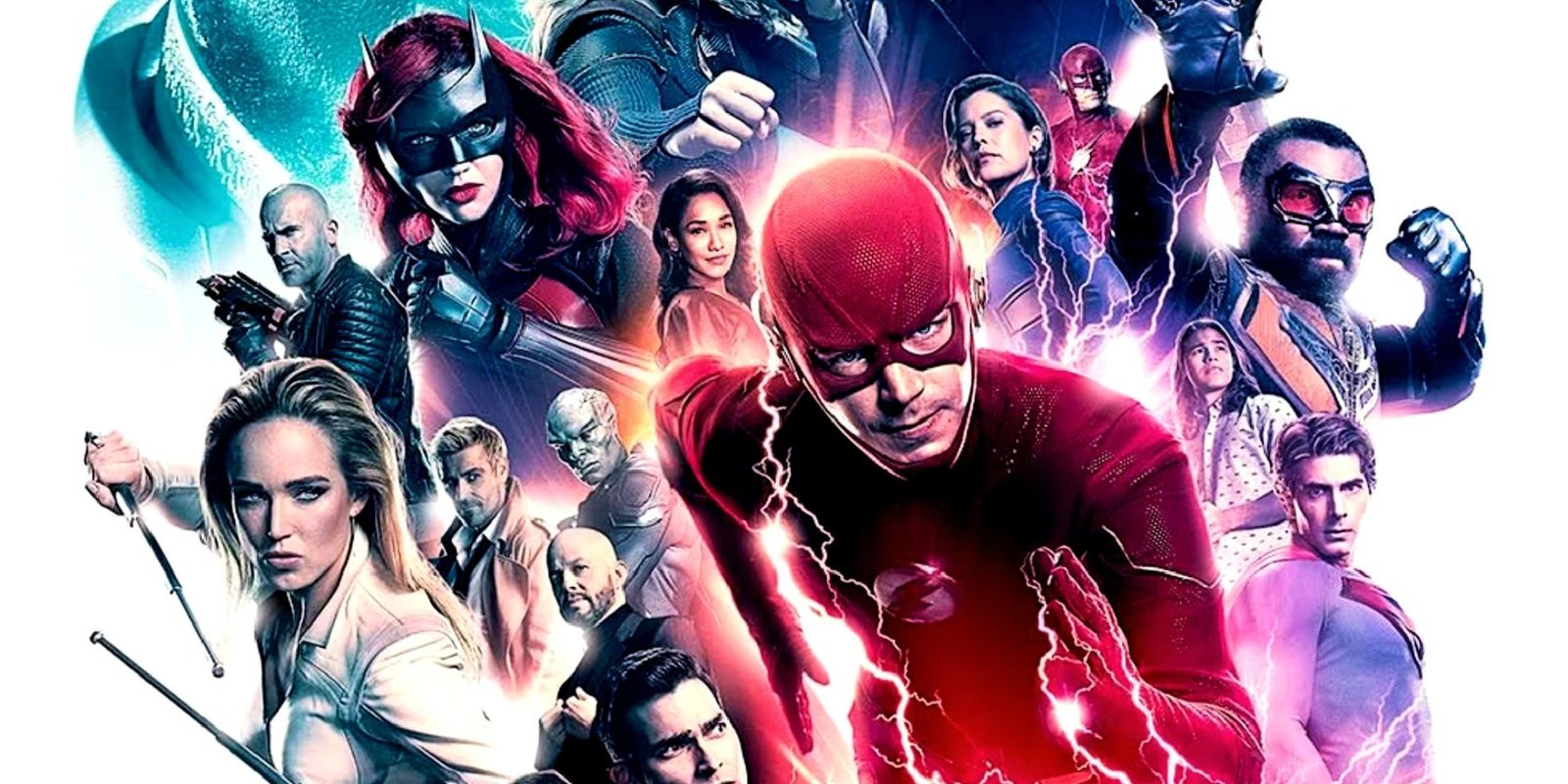 The Flash runs in front of all heroes in The CW's Arrowverse Crisis on Infinite Earths 2019 Poster