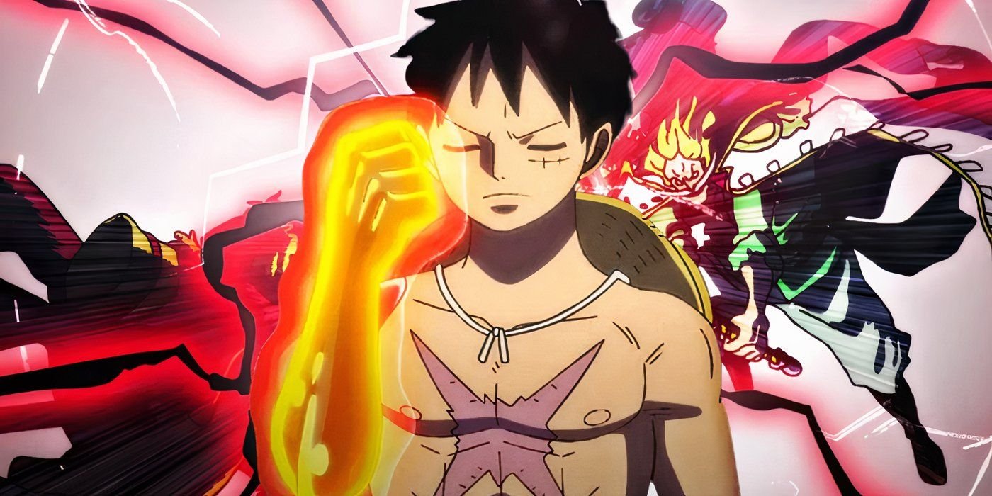 Luffy using Haki in front of Whitebeard and Roger clashing