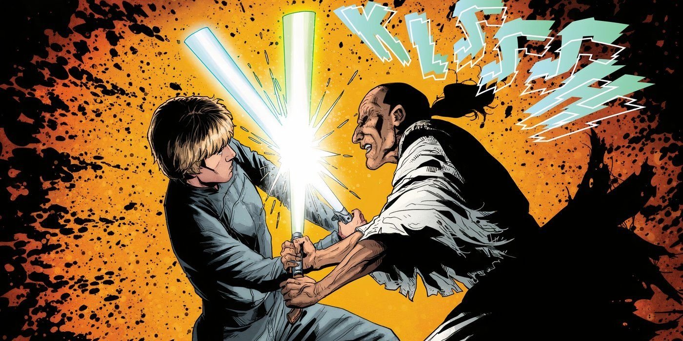Luke Skywalker battling the Living Sea of Gazian.