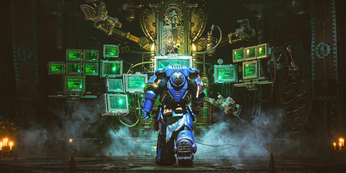 Why Warhammer 40k's Space Marine 2's Tyranids Are More Terrifying Than Players Realize 3 Captain Titus approaching an Adeptus Mechanicus shrine in Space Marine 2