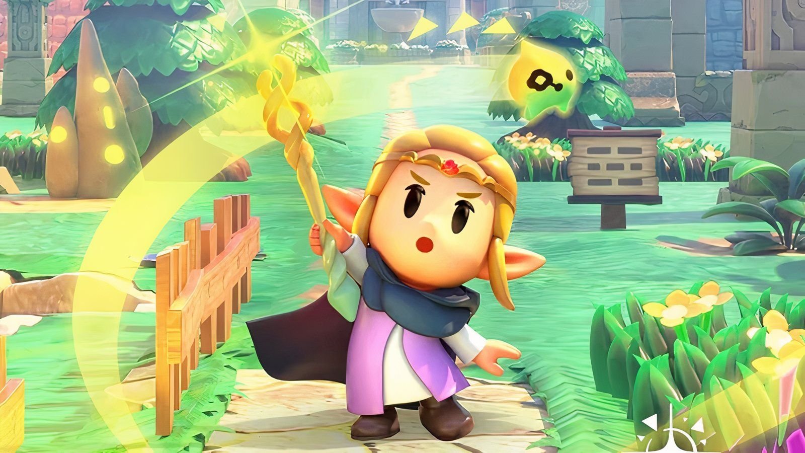 The Legend of Zelda: Echoes of Wisdom Review 3 Princess Zelda in Echoes of Wisdom holding a glowing wand above her head.