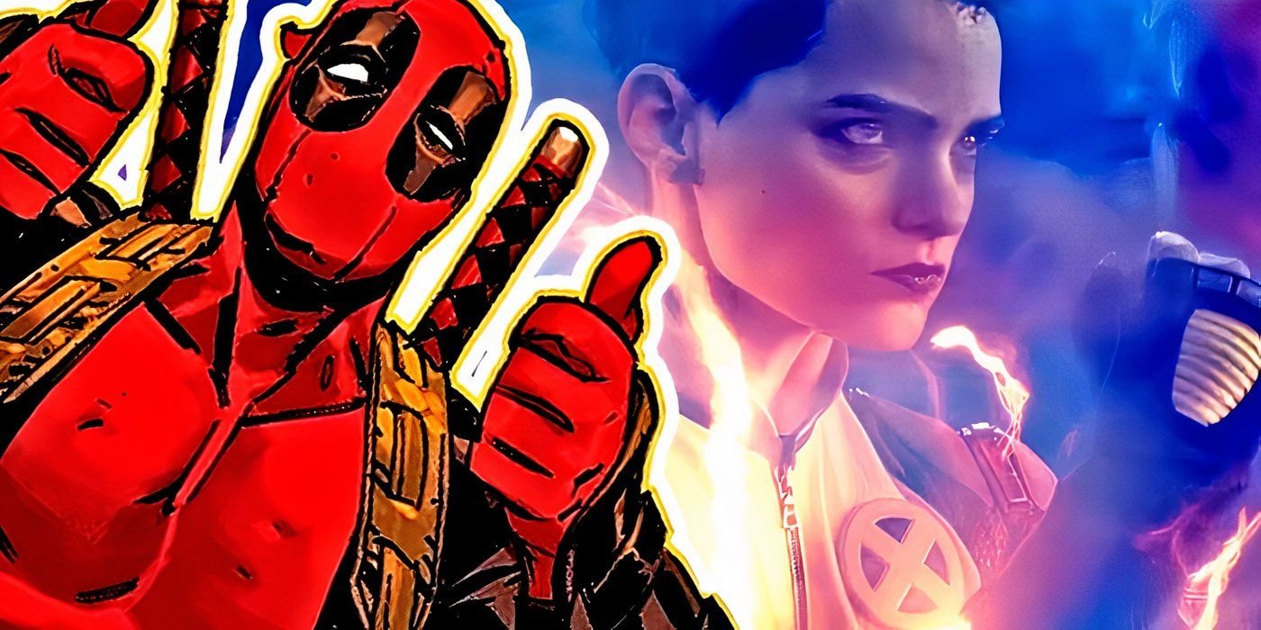 An Iconic Marvel Movie Hero Got Their Name From a '90s Song, and They're Not the First 3 Deadpool giving the thumbs up with Negasonic Teenage Warhead surging with power behind him.