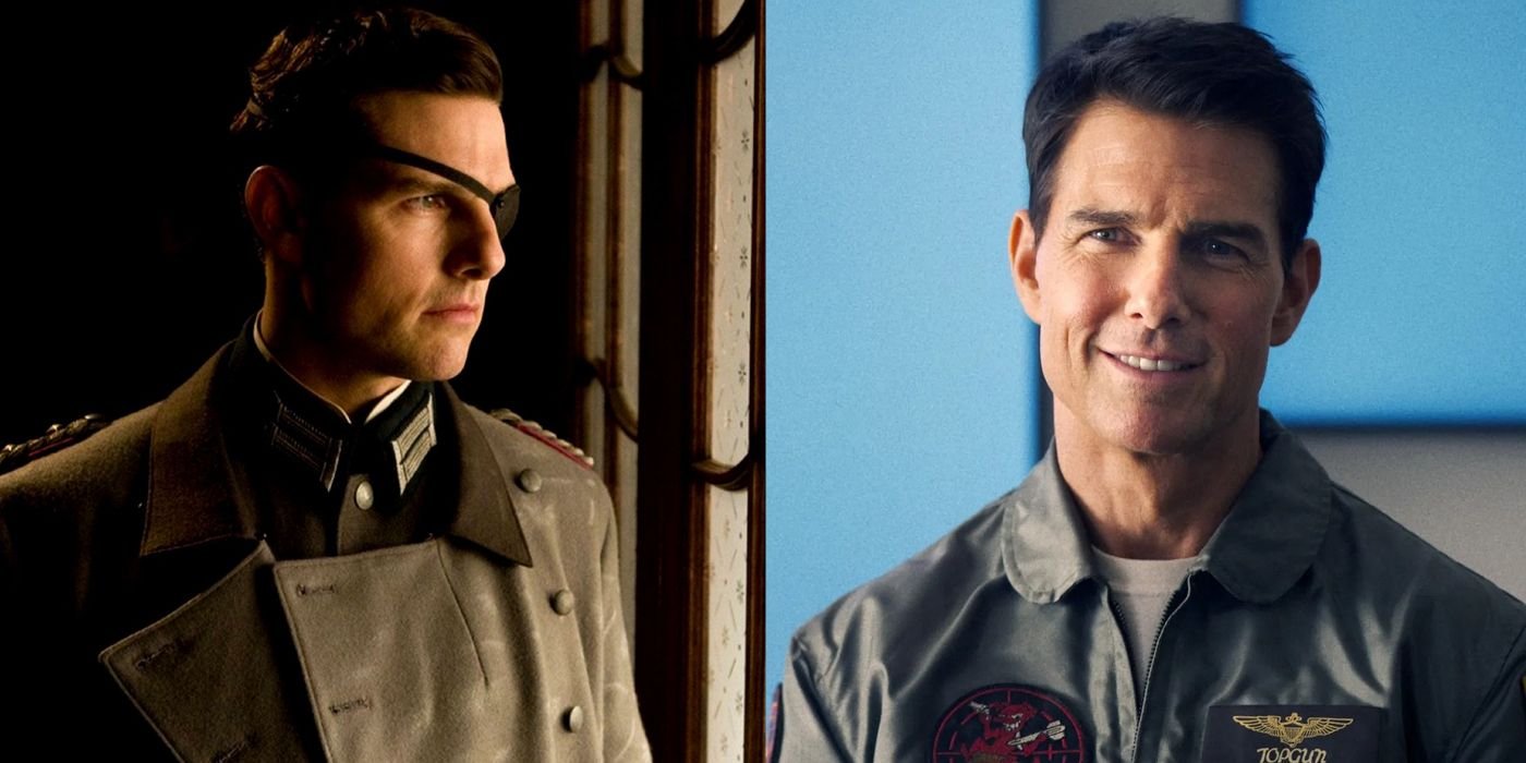 Cruise & McQuarrie Are Not Hyperbolic 3 Colonel Claus looks out a window in Valkyrie and Pete smiles in the classroom in Top Gun: Maverick