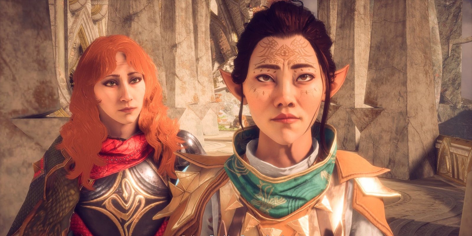 Rook and Bellara share a moment in Dragon Age The Veilguard.