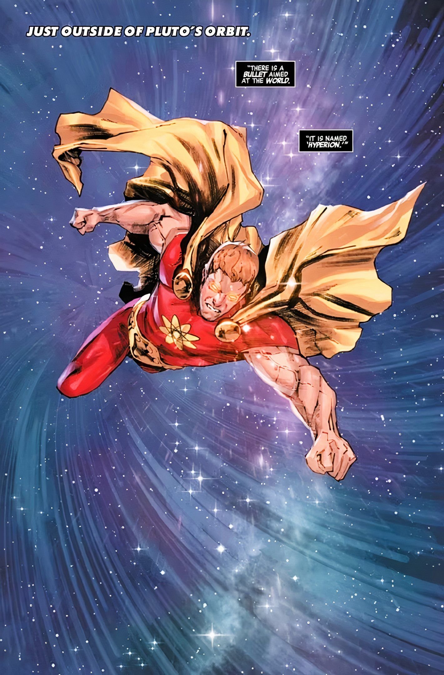 Avengers #18, Hyperion flies through space toward the Earth, intending to destroy it