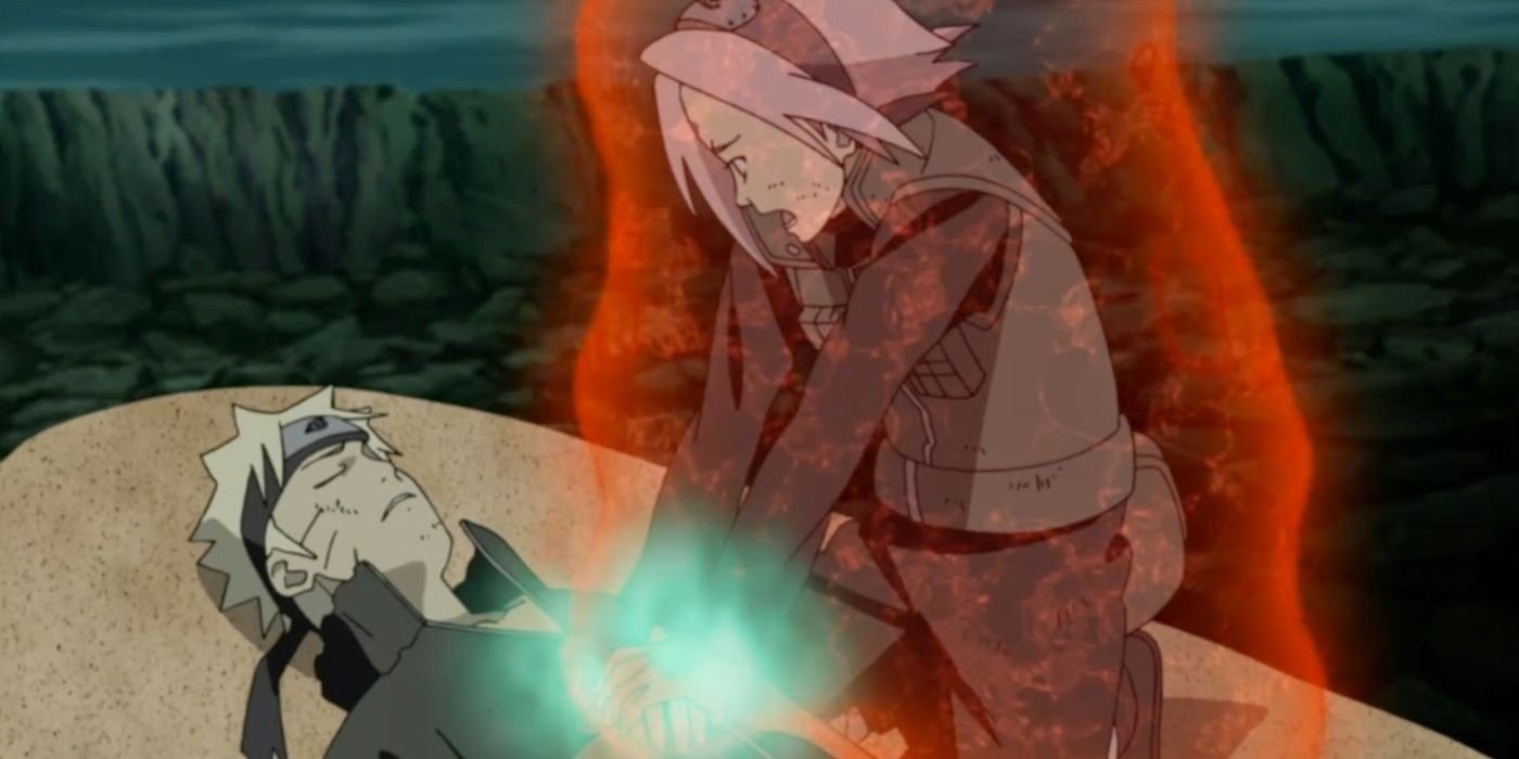Despite the Controversy, Sakura is Actually One of Naruto's Best Ninja 2 Screenshot from Naruto Shippuden episode 393 shows Sakura tring to keep Naruto Alive by keeping his heart beating.