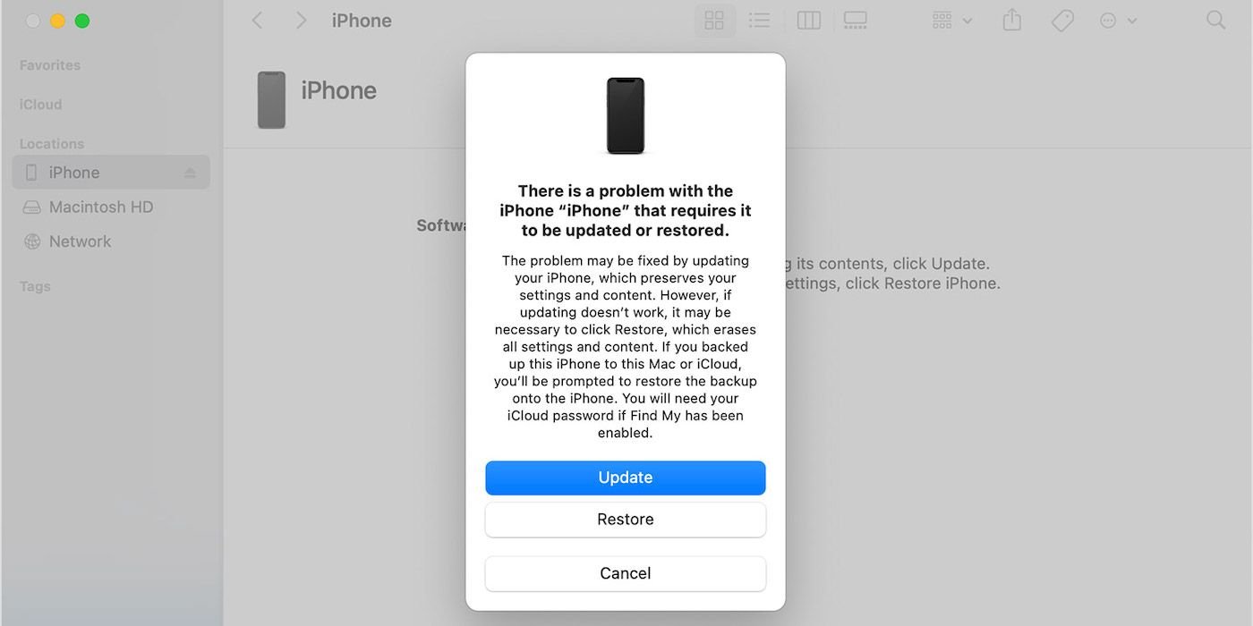 iPhone recovery mode on Mac