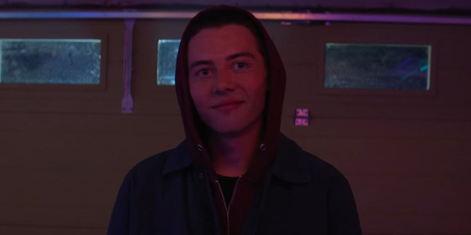 Griffin Gluck smirking as the Sweetly Slasher in Time Cut