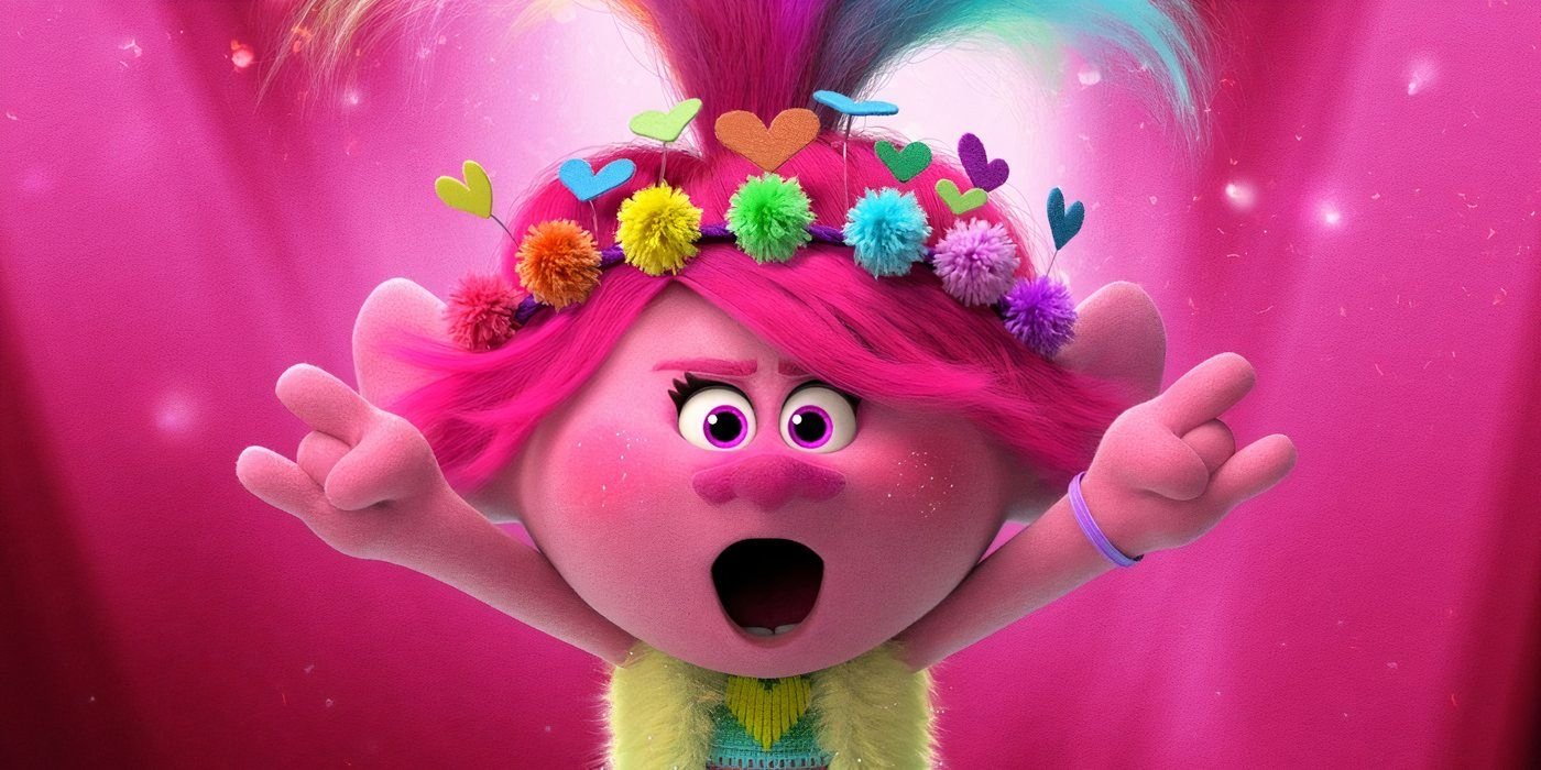 Poppy rocking out in Trolls Band Together.
