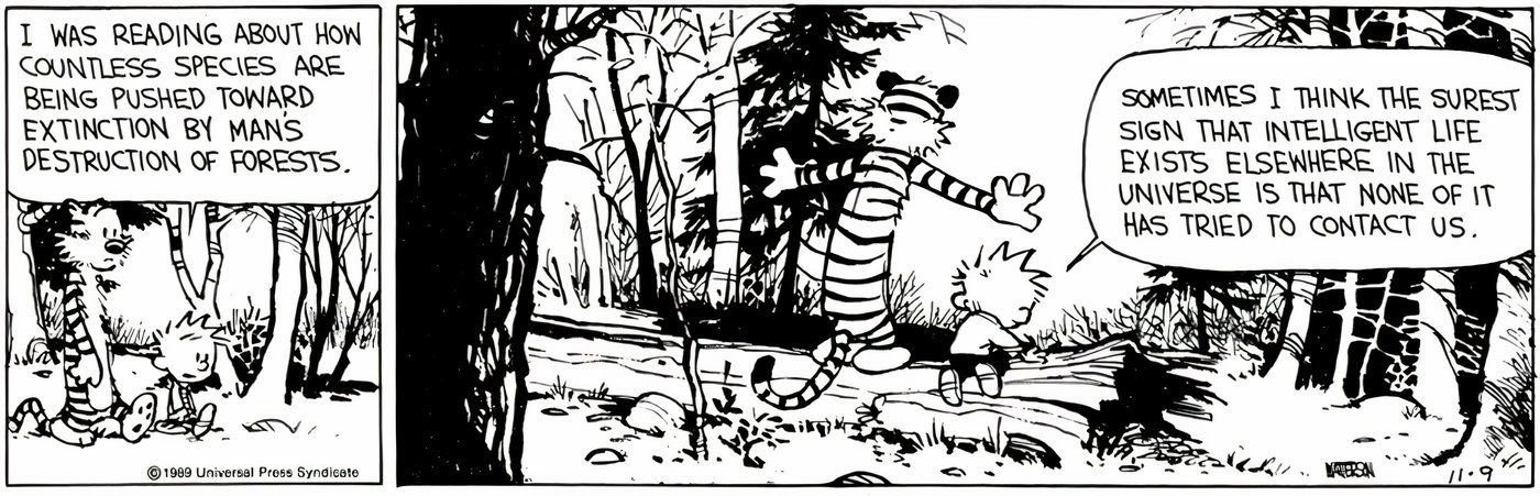 10 Calvin and Hobbes Comics All About the Call of Nature 2 Calvin and Hobbes walking through the woods.