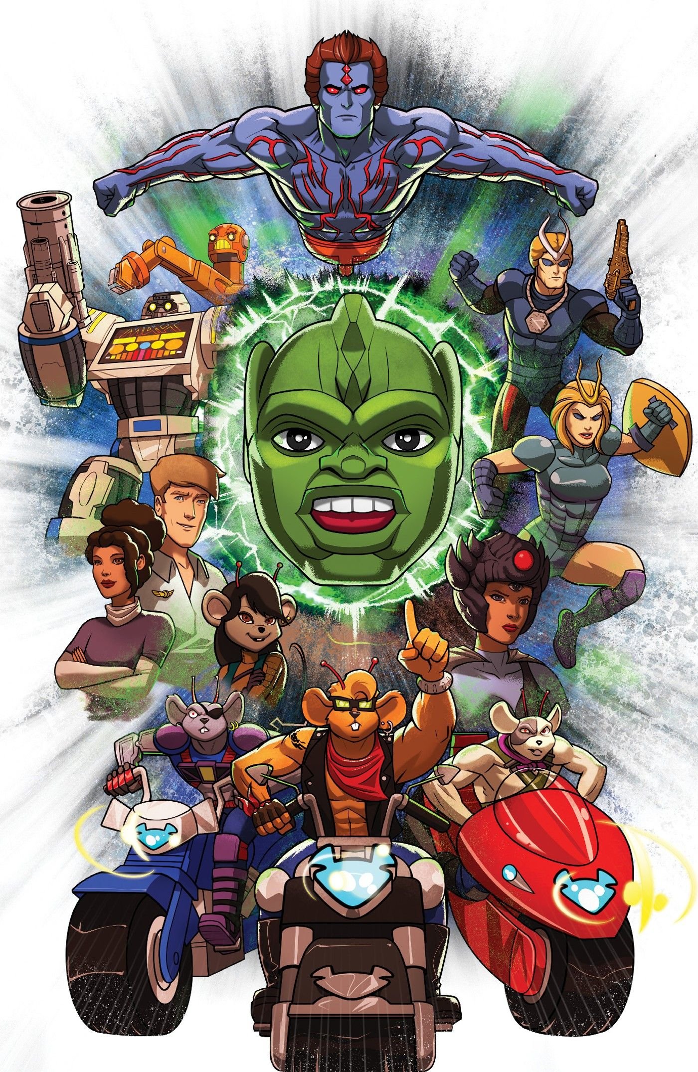 The Classic Franchise Dives Back Into Action in All-New Nacelleverse Series (Exclusive Preview) 4 Nacelleverse #0 cover, featuring a collage of nostalgic characters including Sectaurs and Biker Mice From Mars.