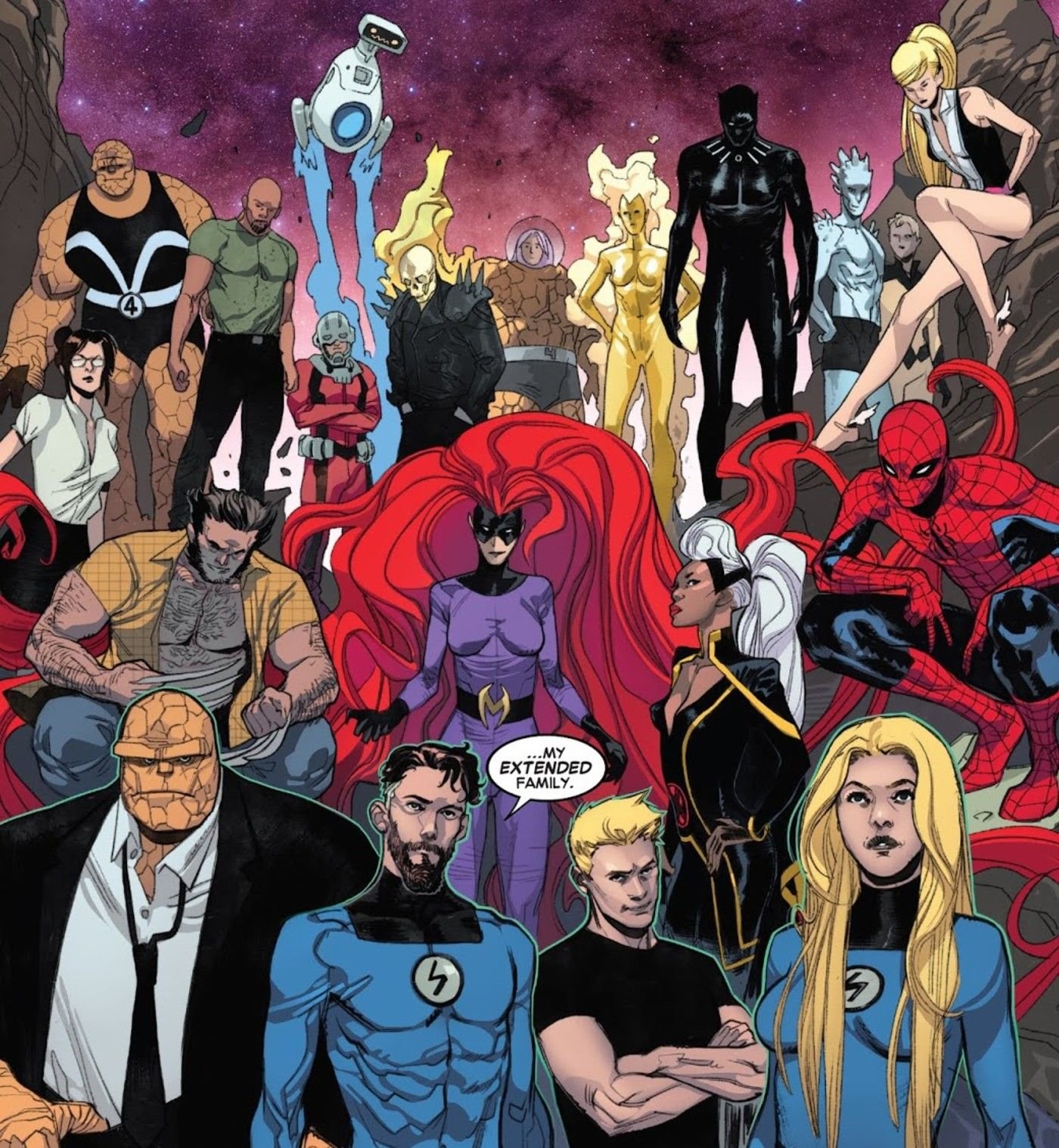 reed richards gathers every member of the fantastic four ever
