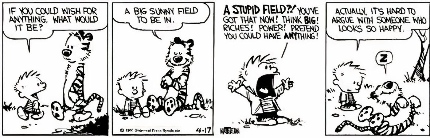10 Calvin and Hobbes Comics All About the Call of Nature 3 Calvin and Hobbes hanging out in a sunny field.