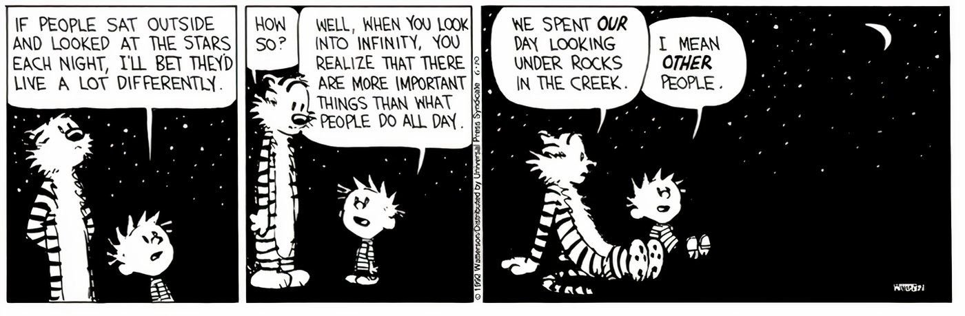 10 Calvin and Hobbes Comics All About the Call of Nature 11 Calvin and Hobbes looking up at the night sky.