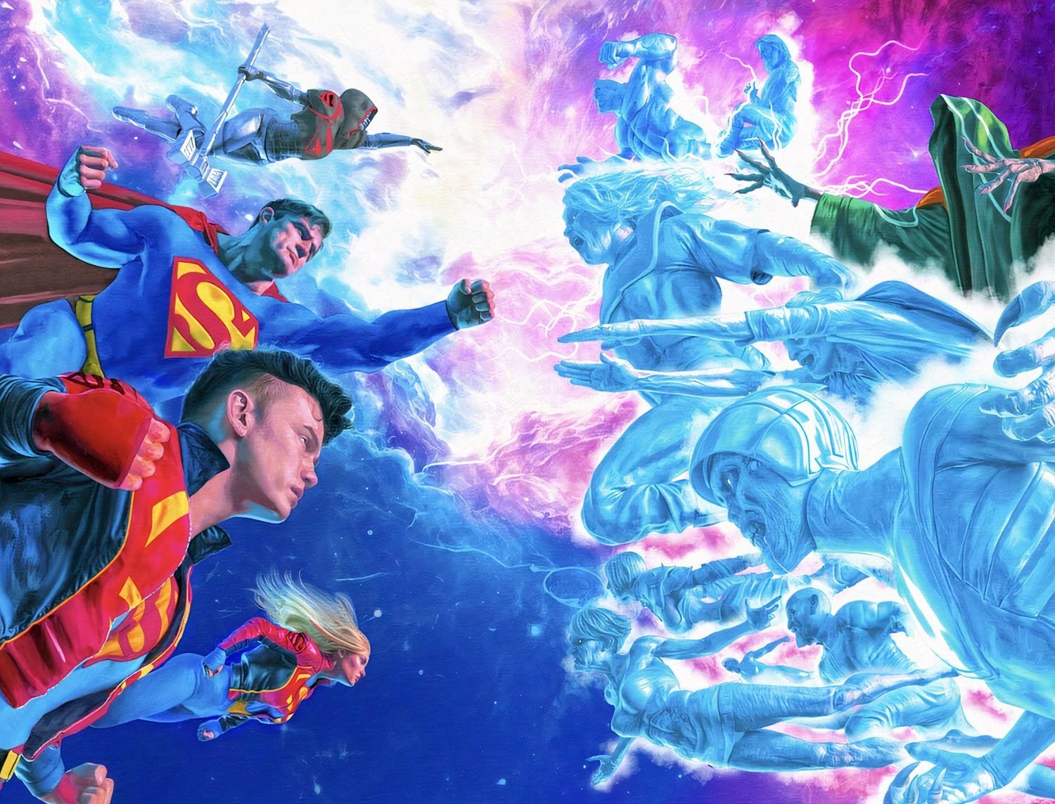 Action Comics #1080 and #1081 connecting Superman Family Phantom Zone cover art.