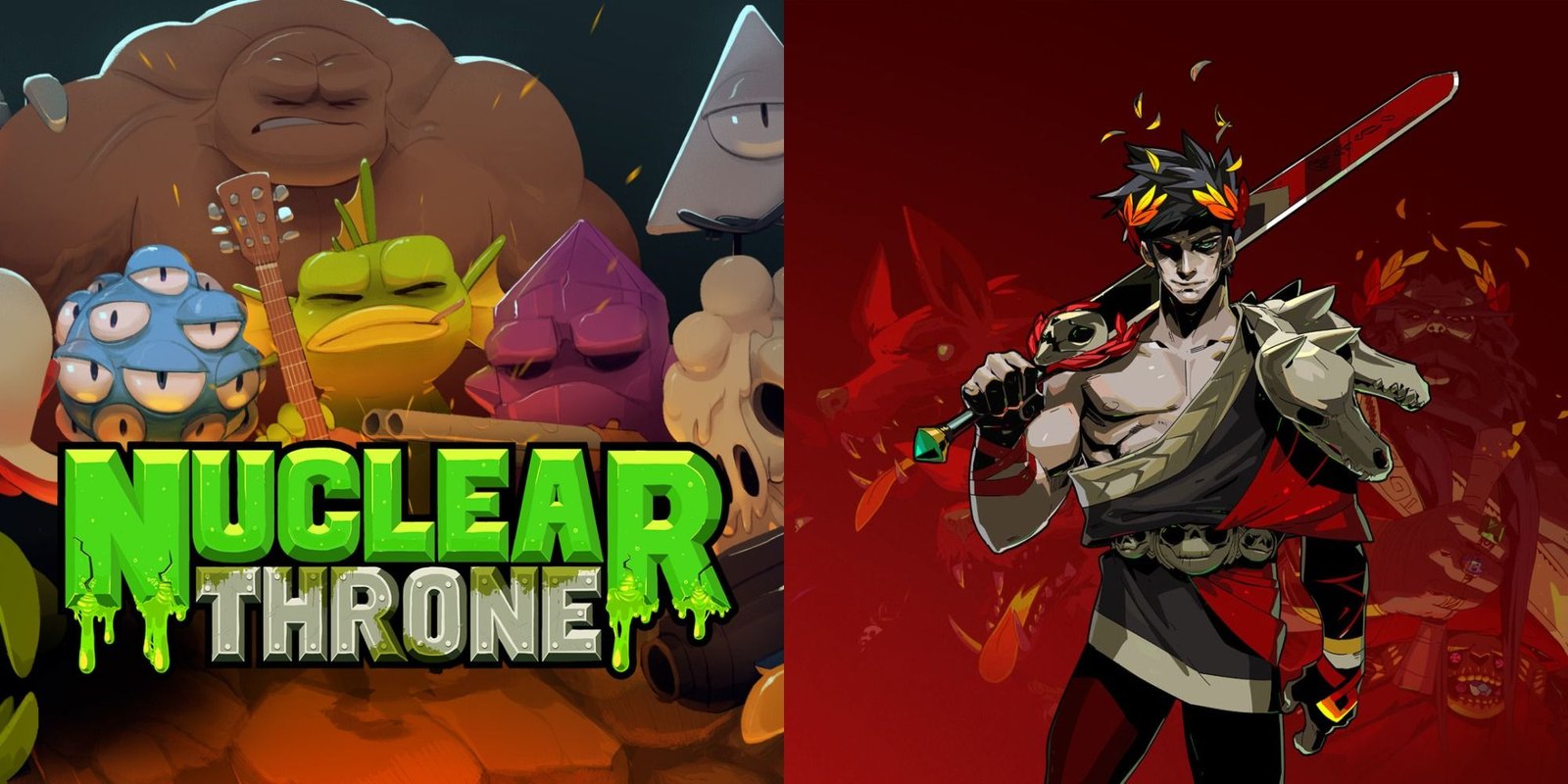 Ballionaire Review: A Plucky Pachinko Roguelite 3 Split image showing covers of the video games Nuclear Throne and Hades