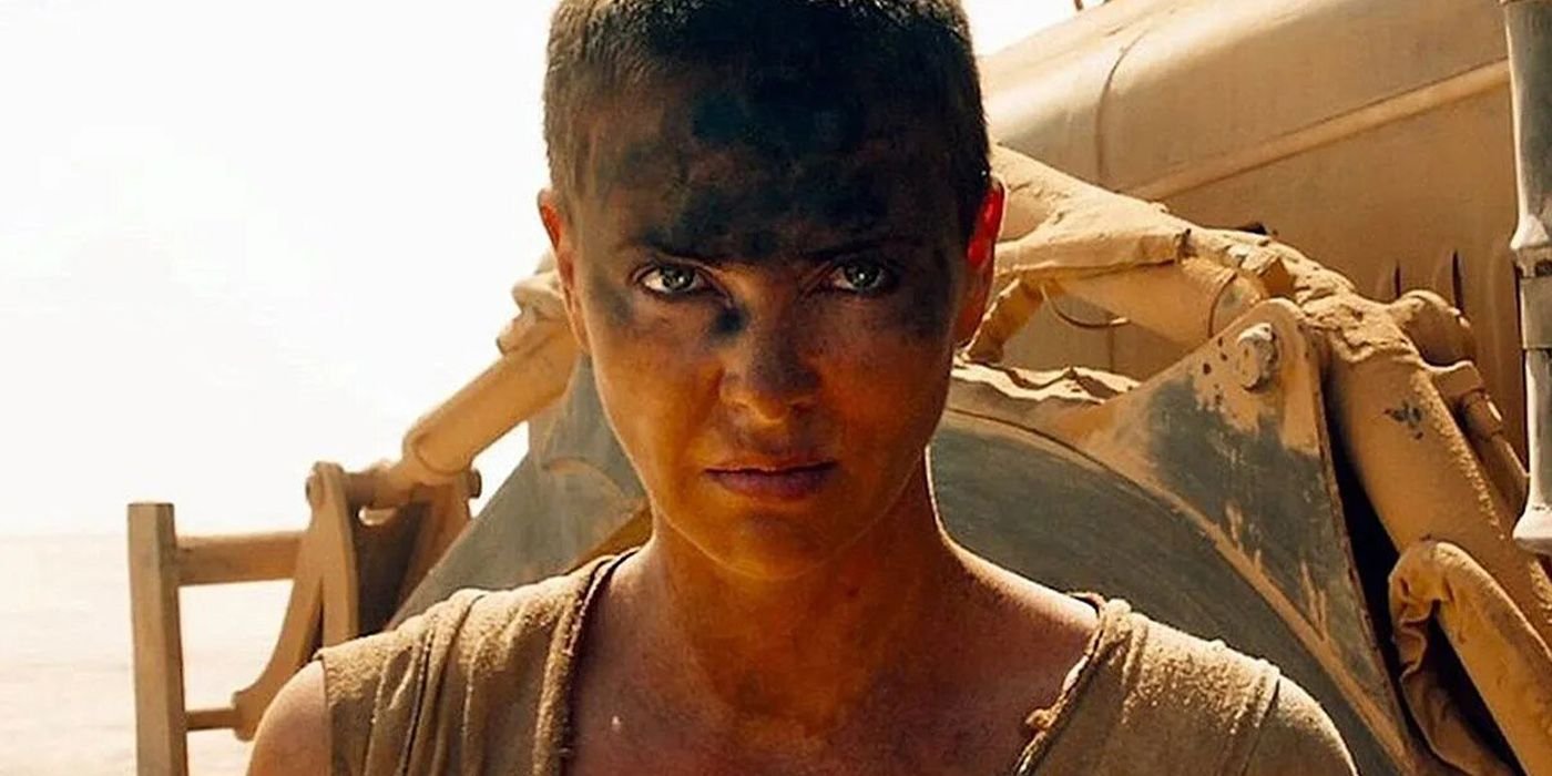 Charlize Theron as Furiosa looking angry in Mad Max Fury Road