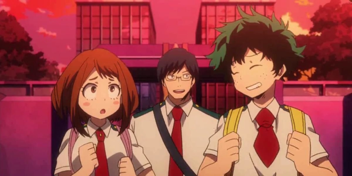My Hero Academia — Deku, Ochaco and Tenya leaving school
