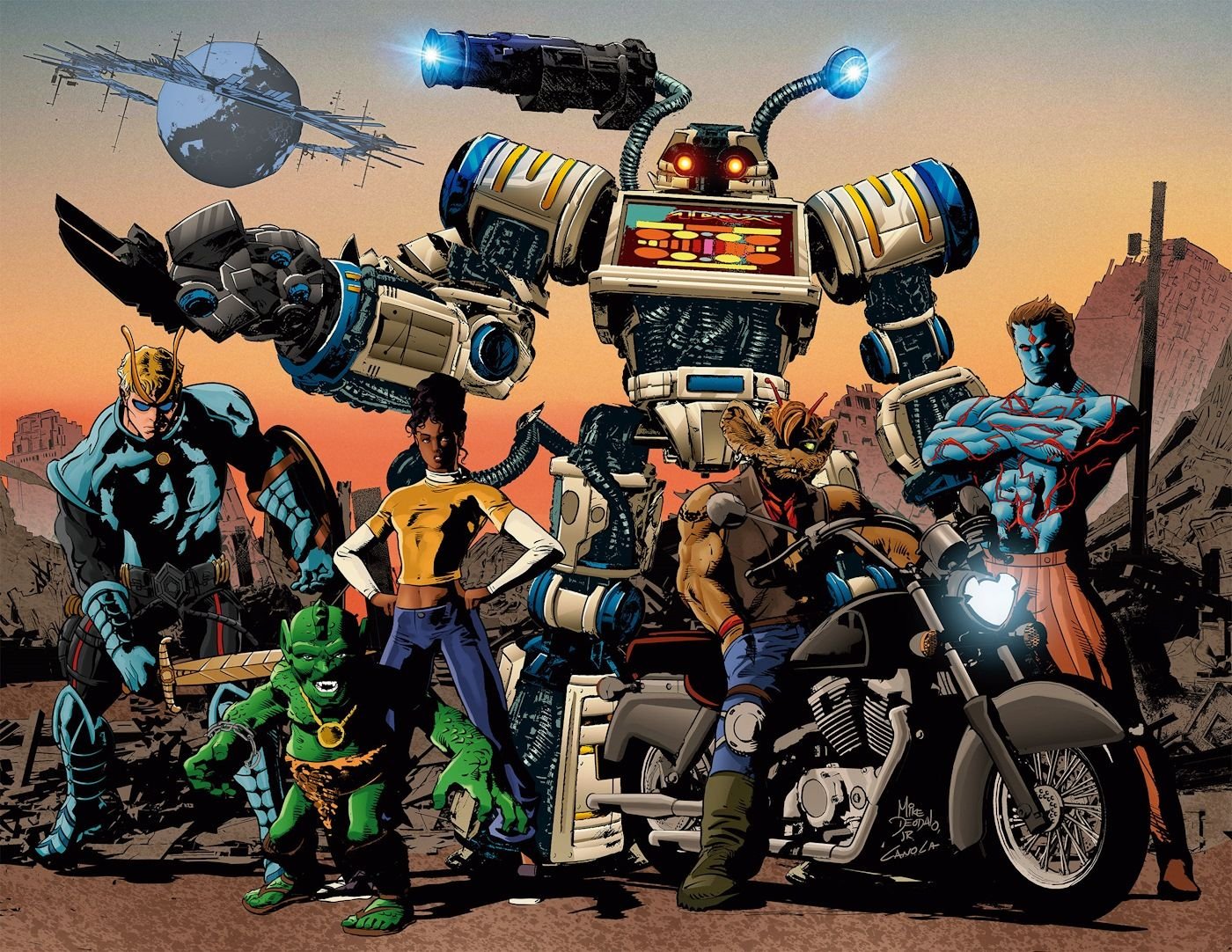 The Classic Franchise Dives Back Into Action in All-New Nacelleverse Series (Exclusive Preview) 2 Oni Comics' Nacelleverse promotional image, featuring characters from various franchises posing together.