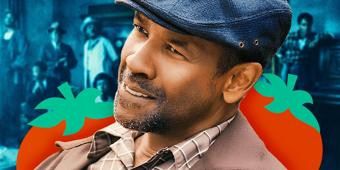 The Piano Lesson's Timeline & Setting Explained 4 Denzel Washington as Troy in Fences with the Rotten Tomatoes logo and The Piano Lesson's Charles family in the background