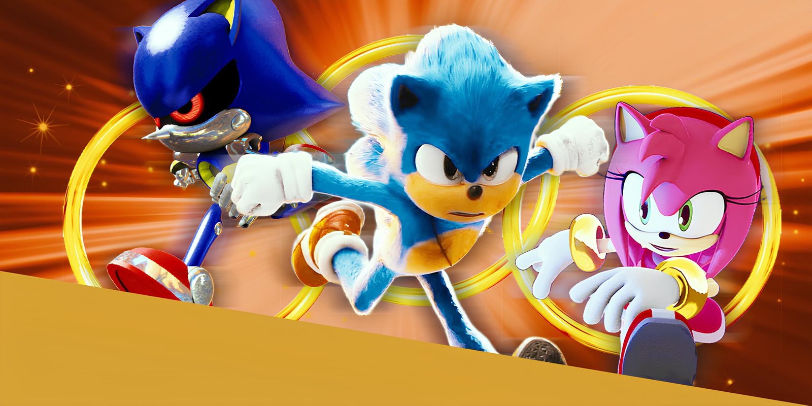 Sonic The Hedgehog 3 Confirms A Harsh Reality About Knuckles' Spinoff Show 3 Sonic running in Sonic the Hedgehog movies and Metal Sonic and Amy Rose running