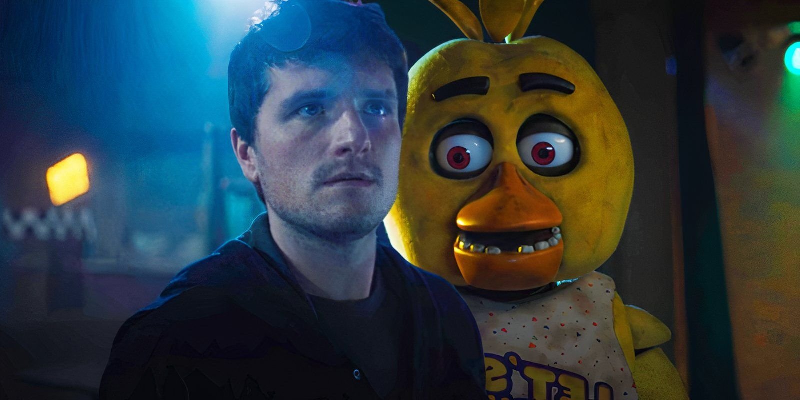 Five Nights At Freddy's Can Never Go Back To Using Security Guards & The Later Games Prove It 4 Josh Hutcherson as Mike juxtaposed with Chica in Five Nights at Freddy's