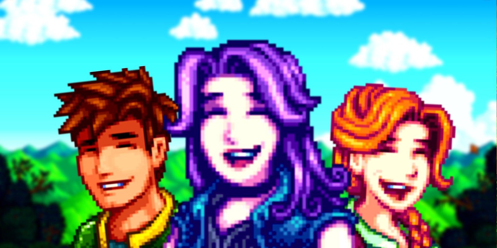 Stardew Valley Player Showcases An Adorable Moment '11 Years' In The Making 3 Stardew Valley chracters smiling with the title screen behind them
