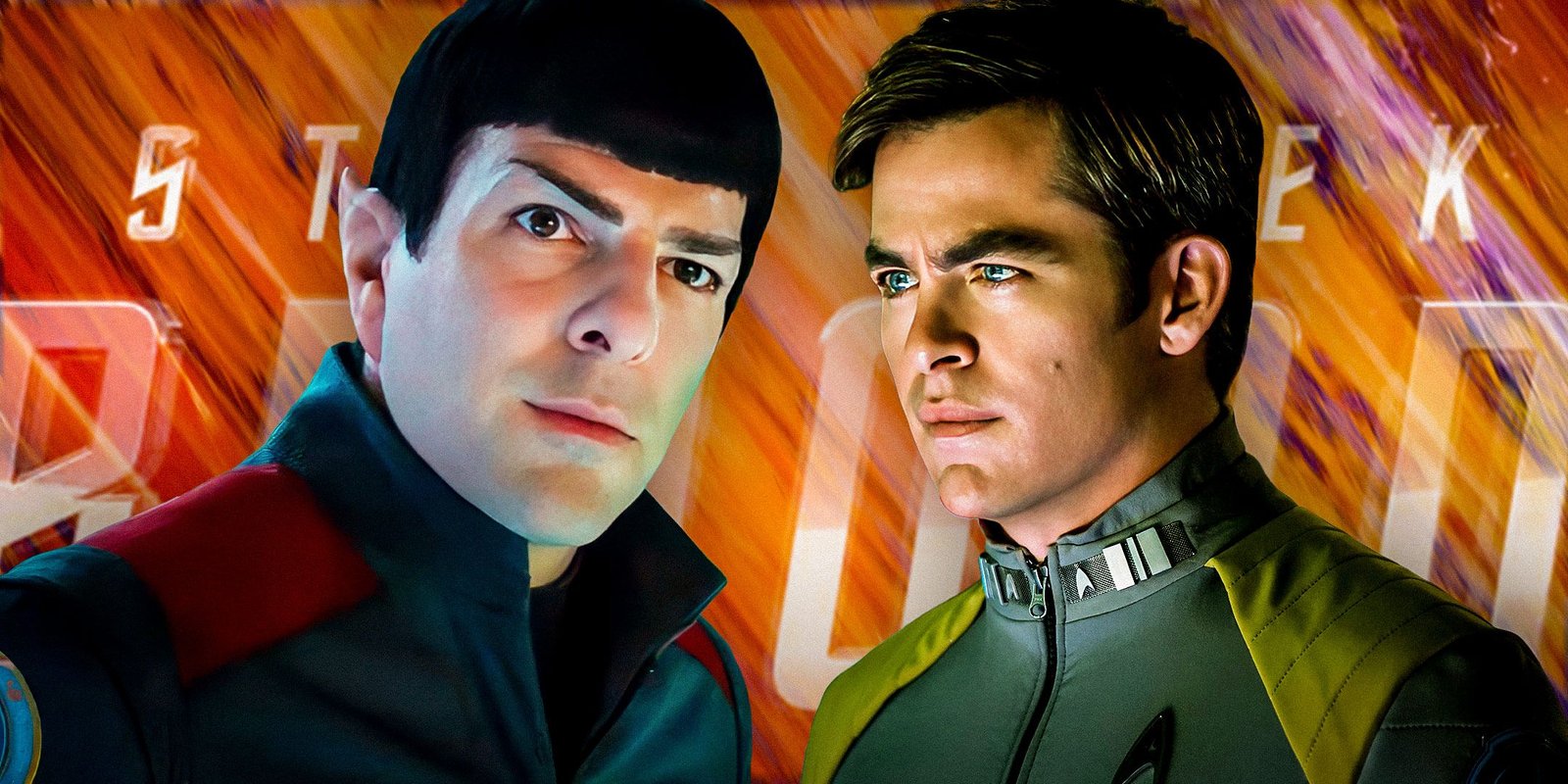 Chris Pine as James Kirk and Zachary Quinto as Spock in Star Trek Beyond