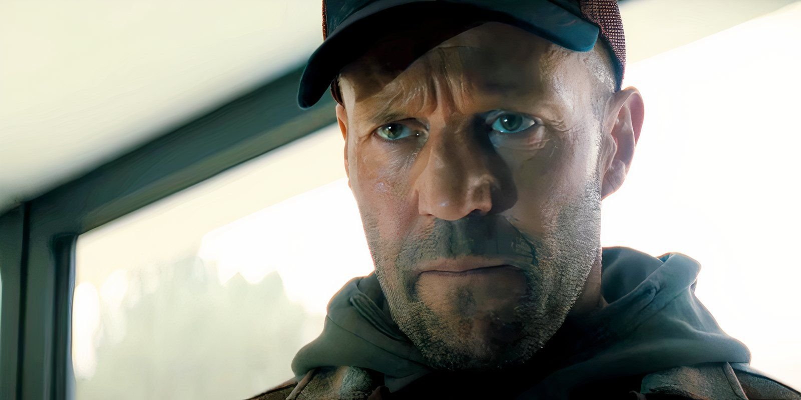 Jason Statham looking serious as Levon in A Working Man