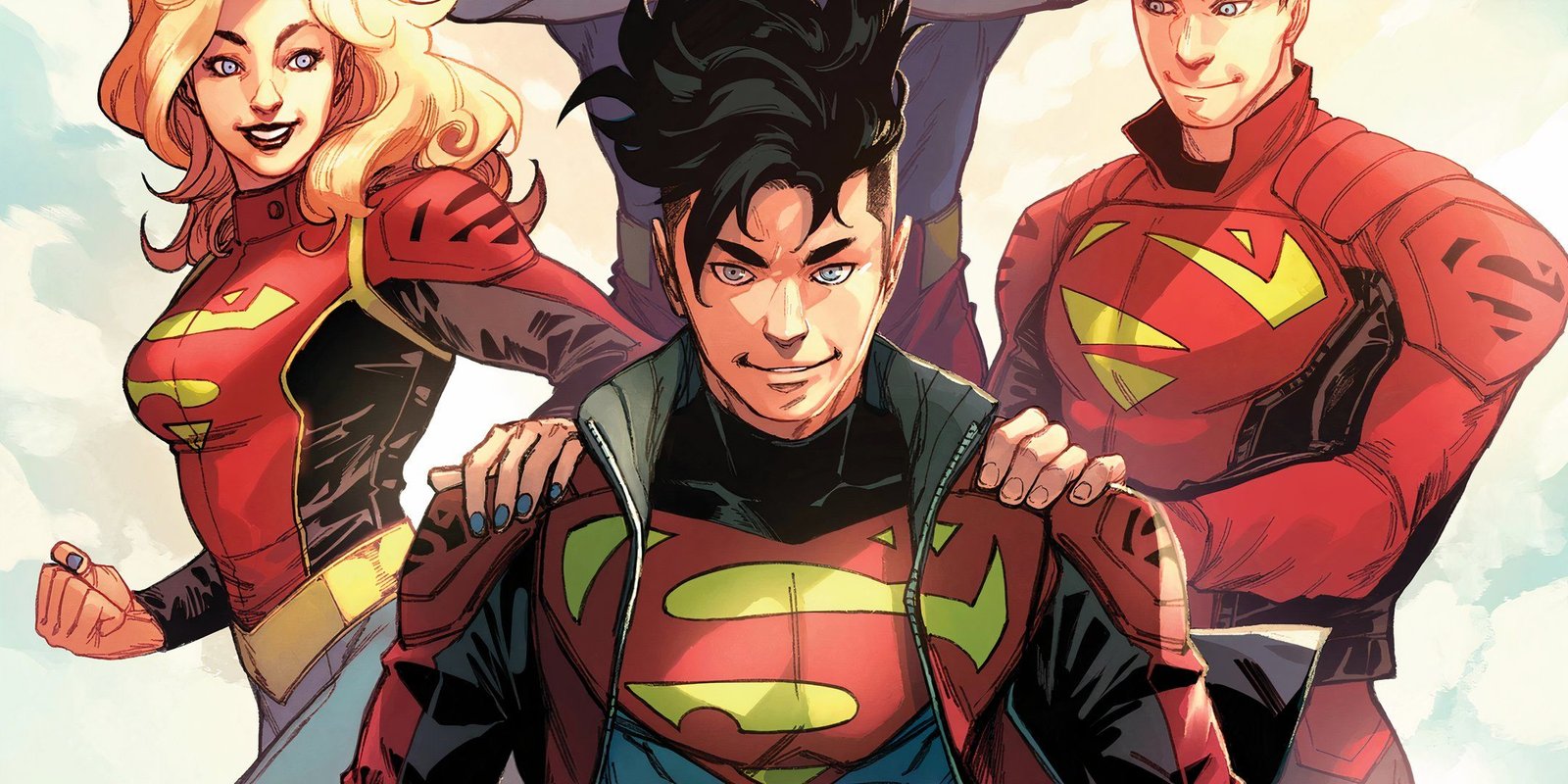 Superboy Surrounded by the Super-Family in DC comics