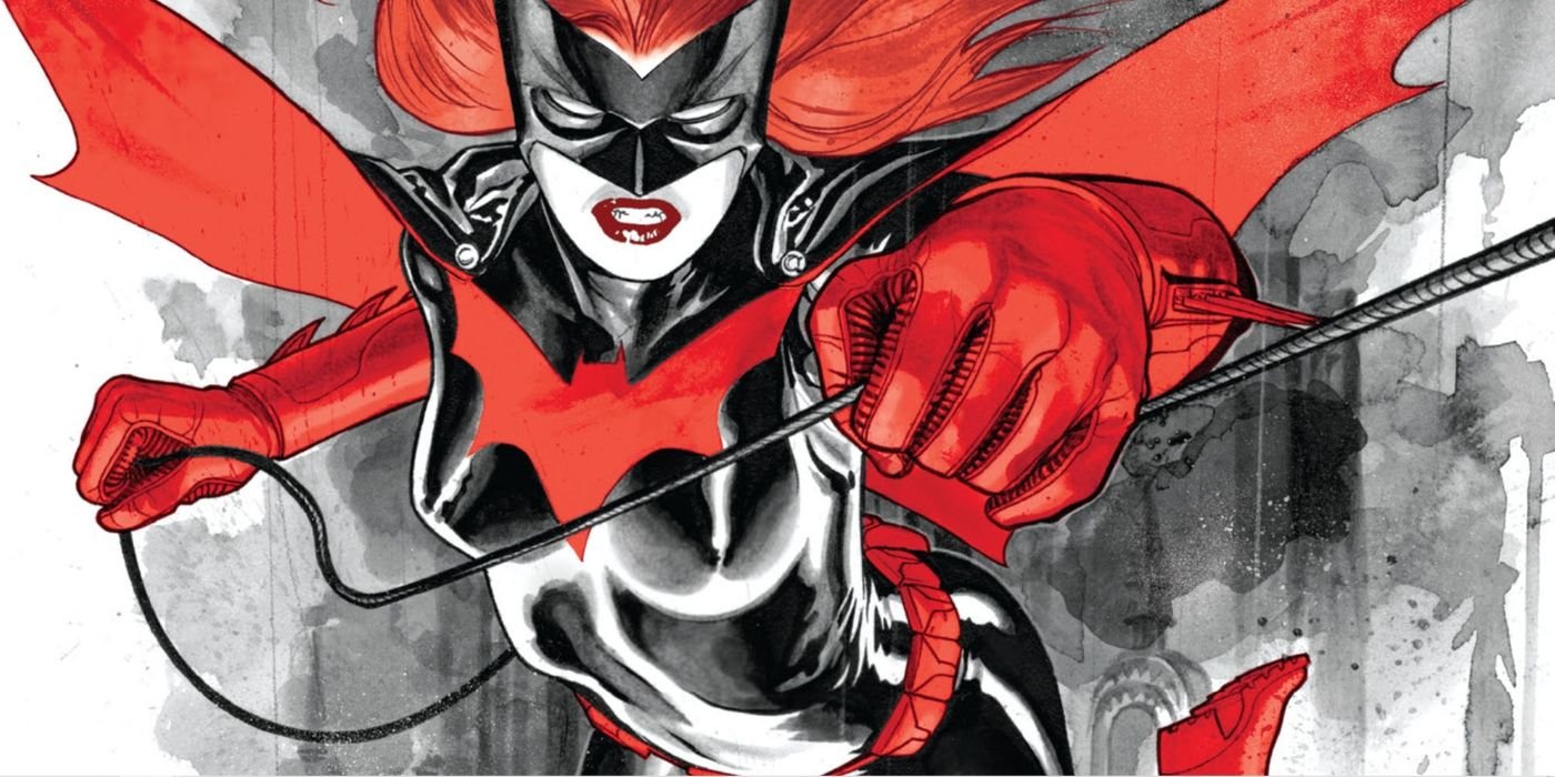 Black, white, and red art of Batwoman from Detective Comics
