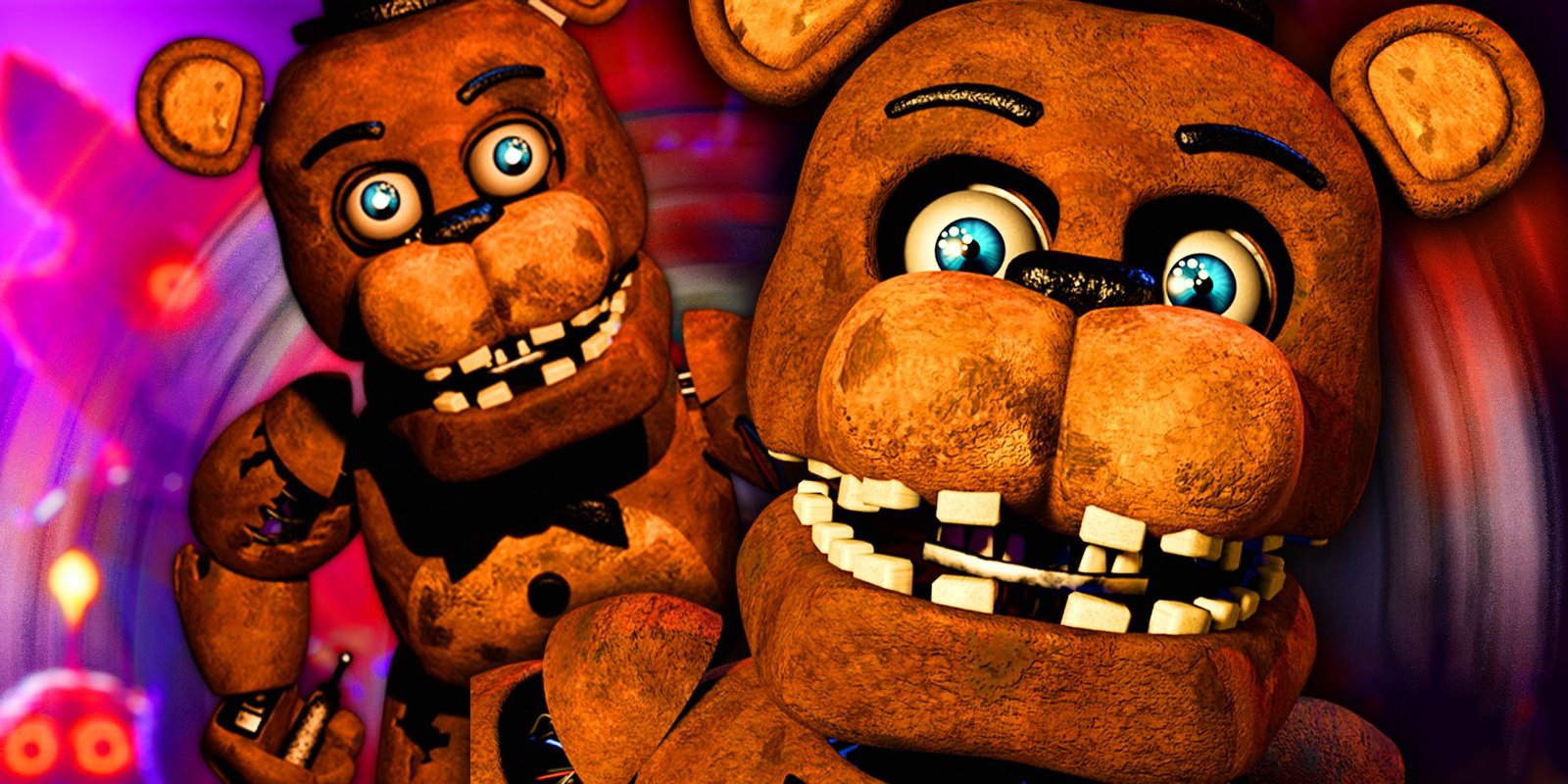Five Nights At Freddy's Can Never Go Back To Using Security Guards & The Later Games Prove It 2 Two images of a looming Freddy Fazbear from FNAF