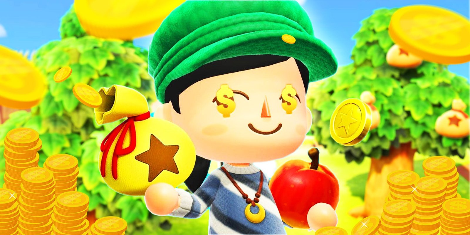 New Horizons Island In 2025 2 Character From Animal Crossing New Horizons with money trees and coins