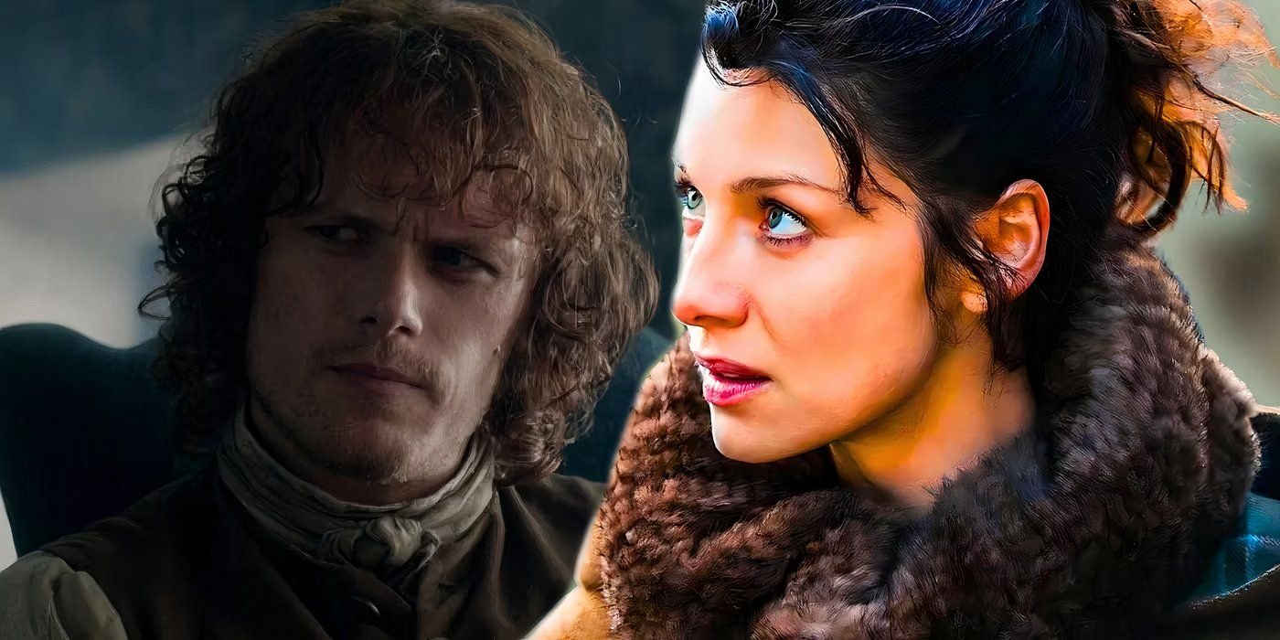 Jamie thinking next to Claire looking up in Outlander