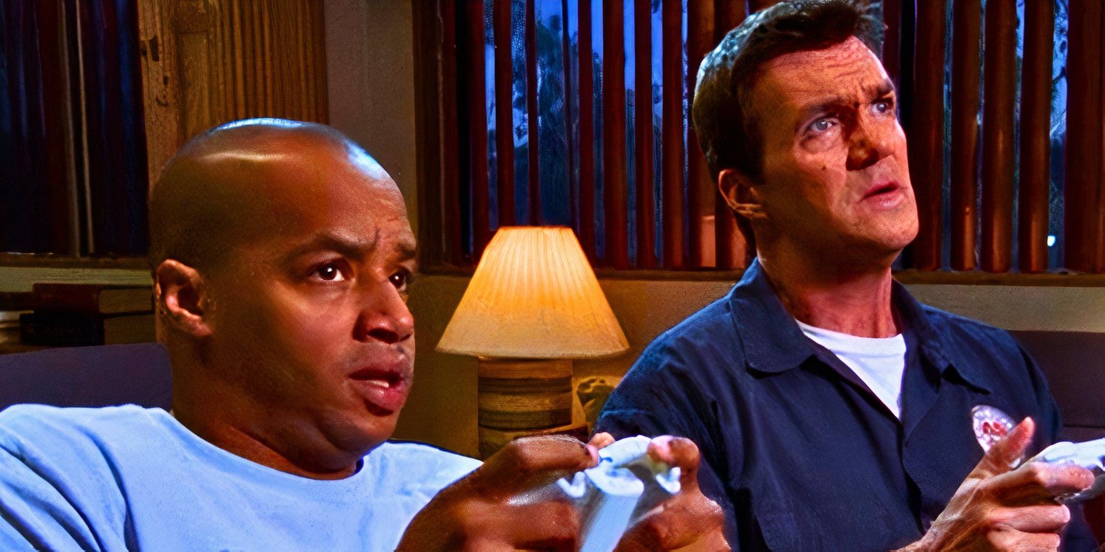 Donald Faison as Turk in Scrubs playing games with Neil Flynn as the Janitor