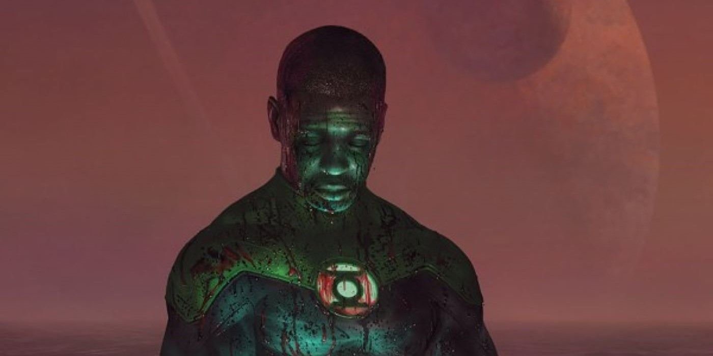 Green Lantern War Journal #7 Variant Cover featuring John standing in a lake of blood with planets in the background