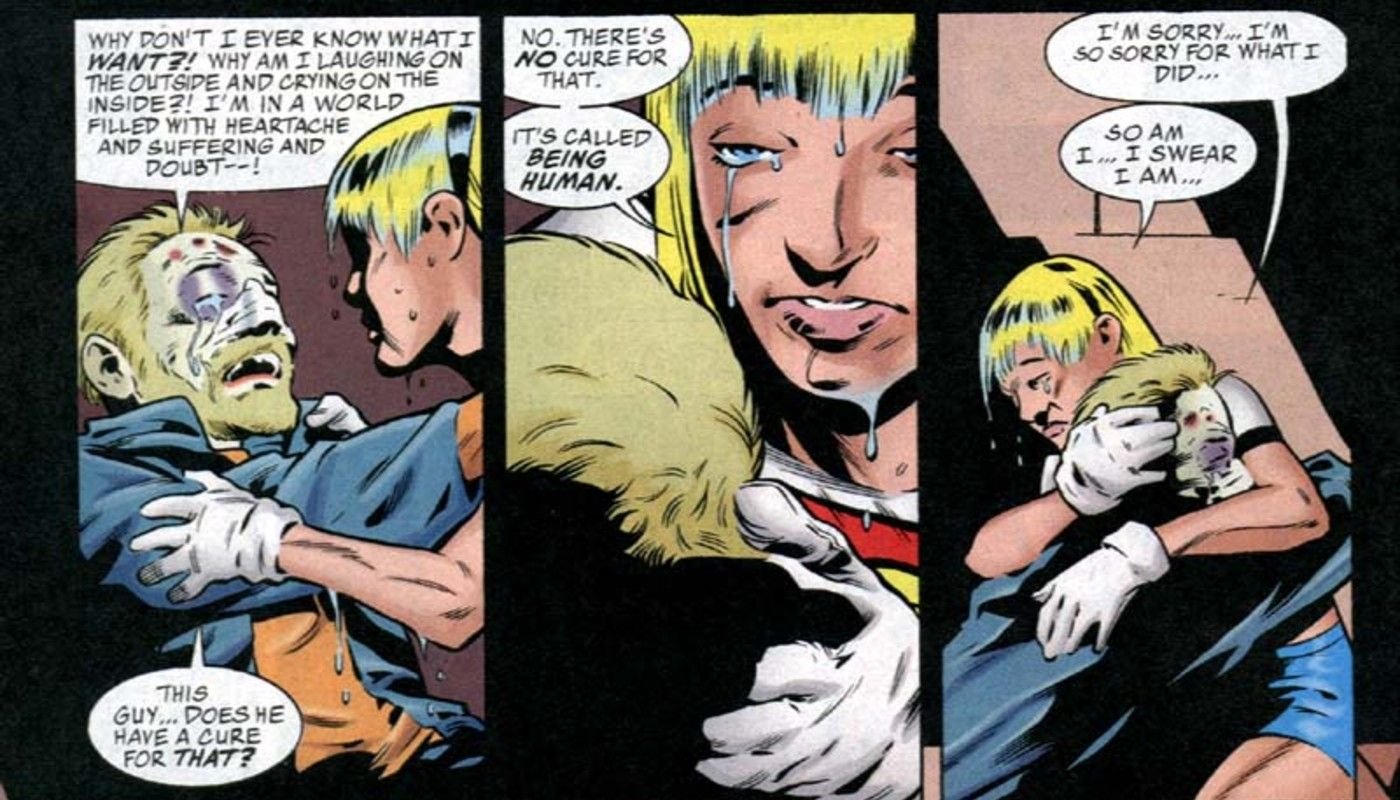 Linda Danvers consoles Buzz in Supergirl #63