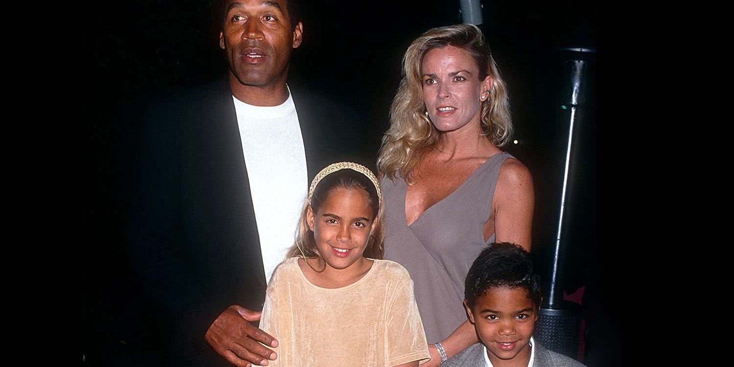 OJ Simpson with Nicole Brown and their two children at a movie premiere