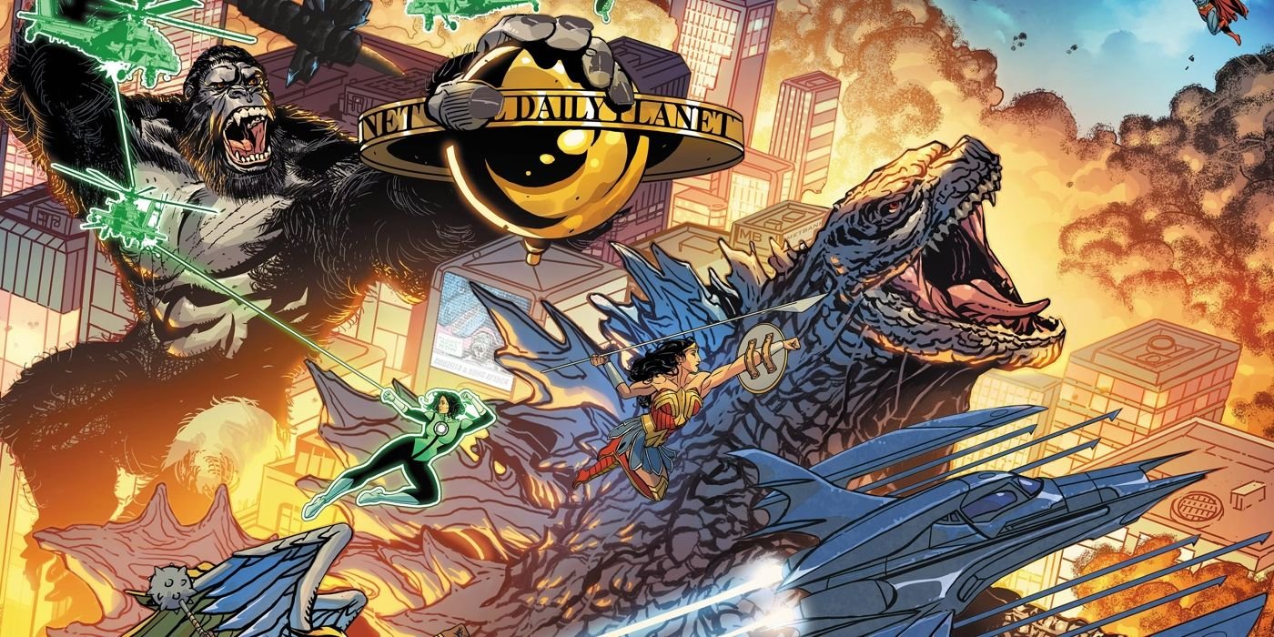 Justice League vs Godzilla vs Kong Cover DC