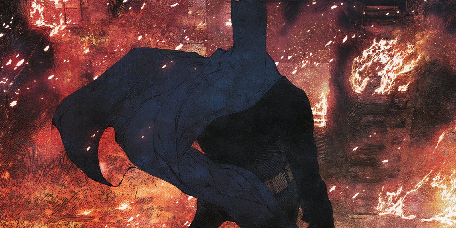 Batman Standing Over Burning Gotham DC