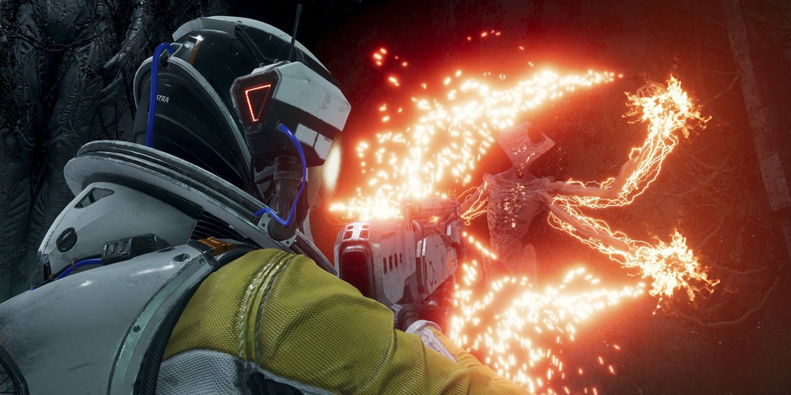 Returnal combat orange versus enemy