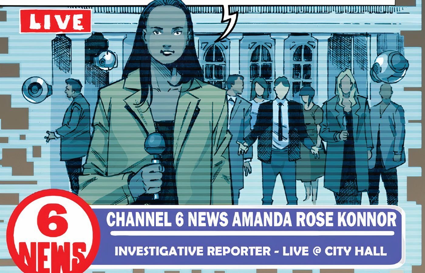Amanda Konnor reporting live from the scene in TMNT.