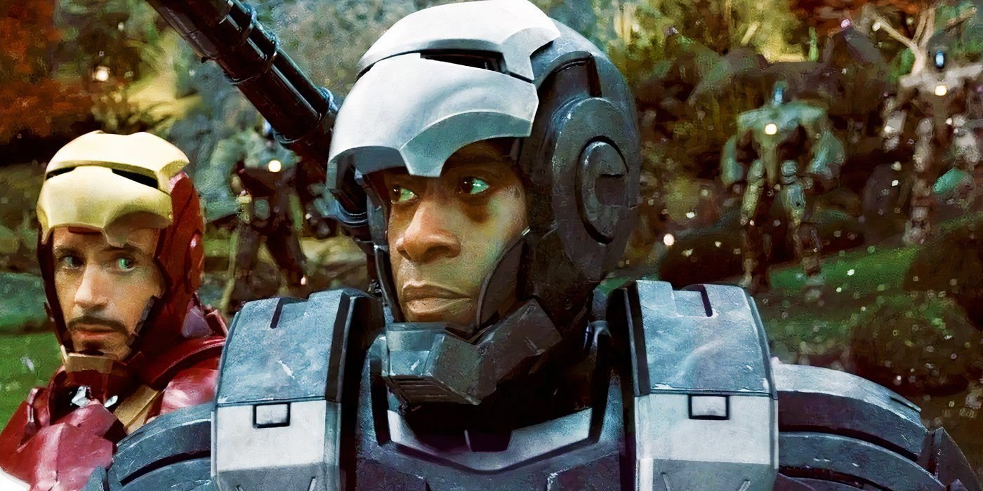 Rhodey as War Machine with Tony Stark in Iron Man 2